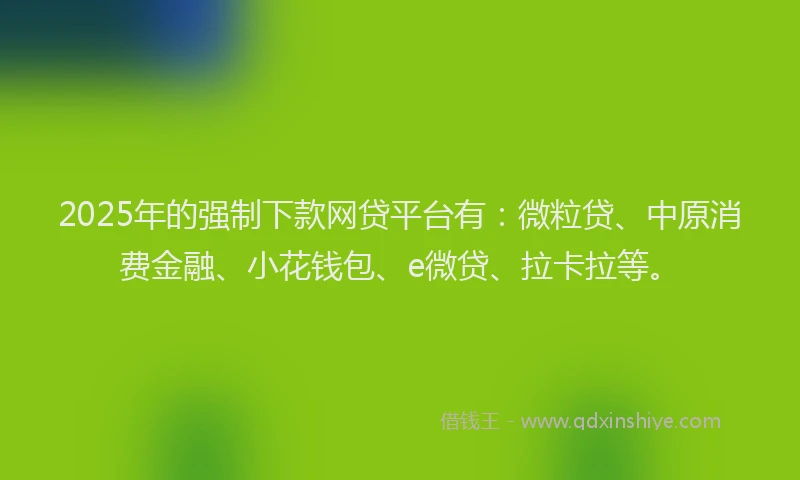 2025年的强制下款网贷平台有：微粒贷、中原消费金融、小花钱包、e微贷、拉卡拉等。
