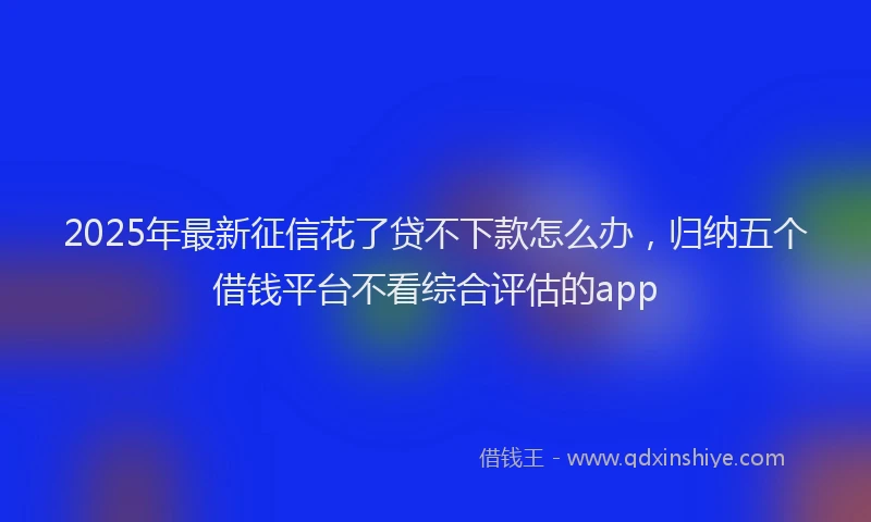 2025年最新征信花了贷不下款怎么办，归纳五个借钱平台不看综合评估的app