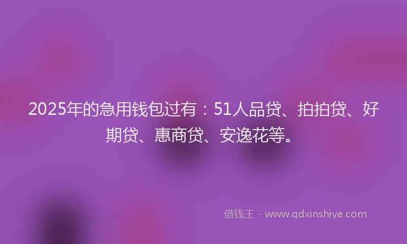 2025年的急用钱包过有：51人品贷、拍拍贷、好期贷、惠商贷、安逸花等。