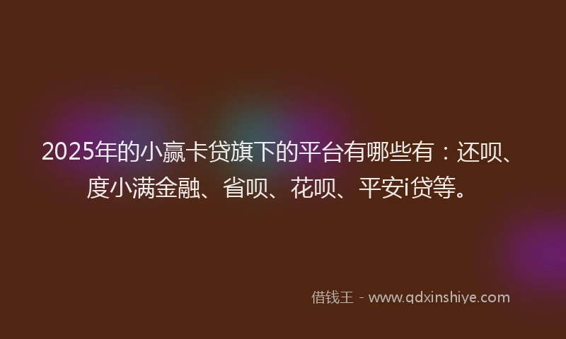 2025年的小赢卡贷旗下的平台有哪些有：还呗、度小满金融、省呗、花呗、平安i贷等。