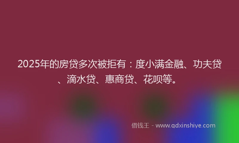2025年的房贷多次被拒有：度小满金融、功夫贷、滴水贷、惠商贷、花呗等。