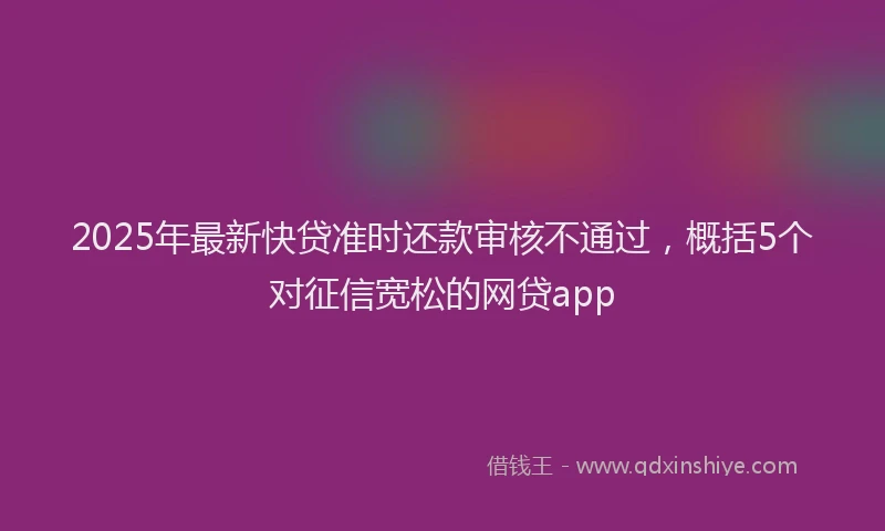 2025年最新快贷准时还款审核不通过，概括5个对征信宽松的网贷app