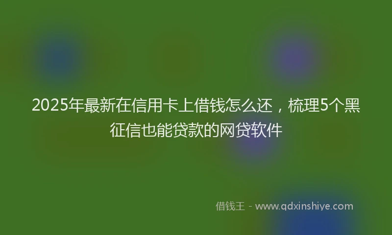2025年最新在信用卡上借钱怎么还，梳理5个黑征信也能贷款的网贷软件