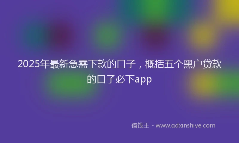 2025年最新急需下款的口子，概括五个黑户贷款的口子必下app