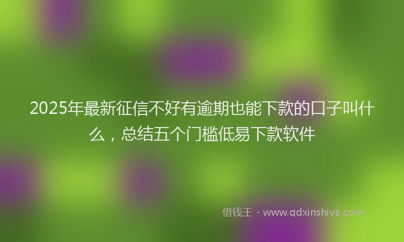 2025年最新征信不好有逾期也能下款的口子叫什么，总结五个门槛低易下款软件