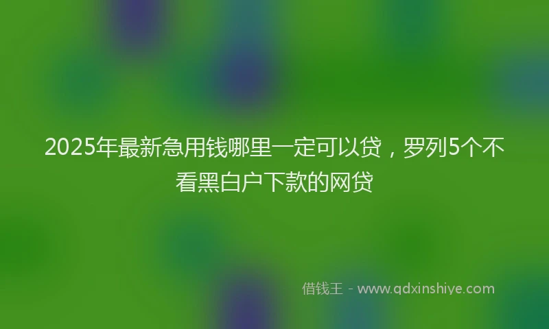 2025年最新急用钱哪里一定可以贷，罗列5个不看黑白户下款的网贷