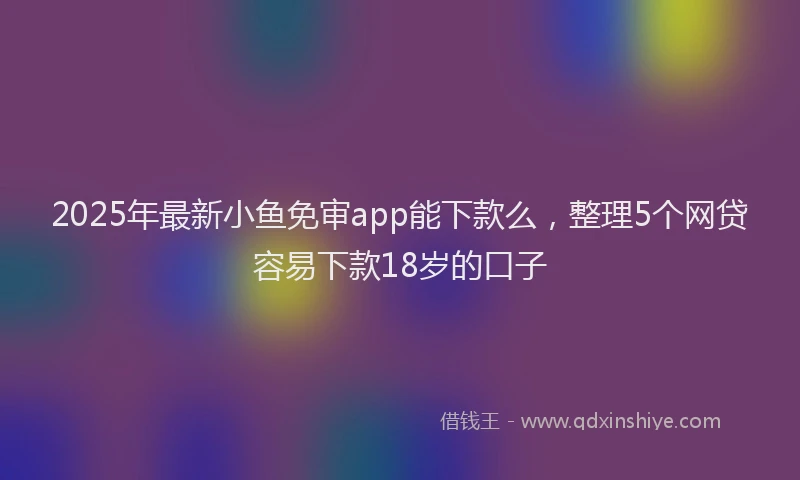 2025年最新小鱼免审app能下款么，整理5个网贷容易下款18岁的口子
