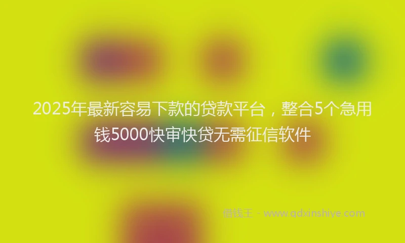 2025年最新容易下款的贷款平台，整合5个急用钱5000快审快贷无需征信软件