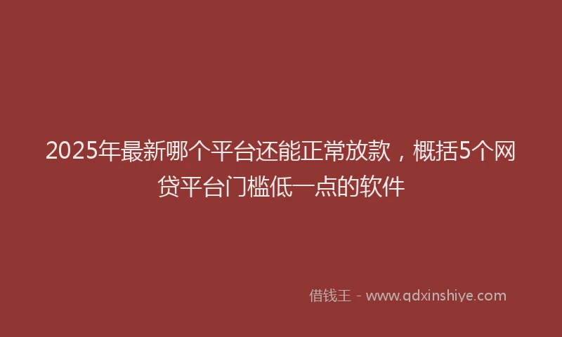 2025年最新哪个平台还能正常放款，概括5个网贷平台门槛低一点的软件