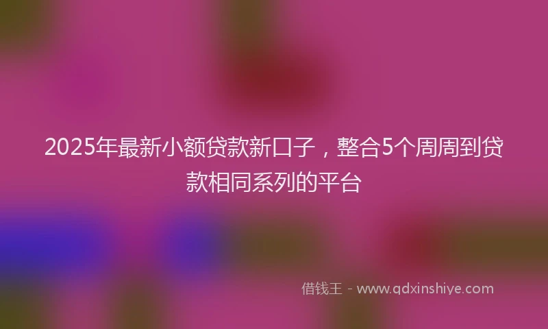 2025年最新小额贷款新口子，整合5个周周到贷款相同系列的平台