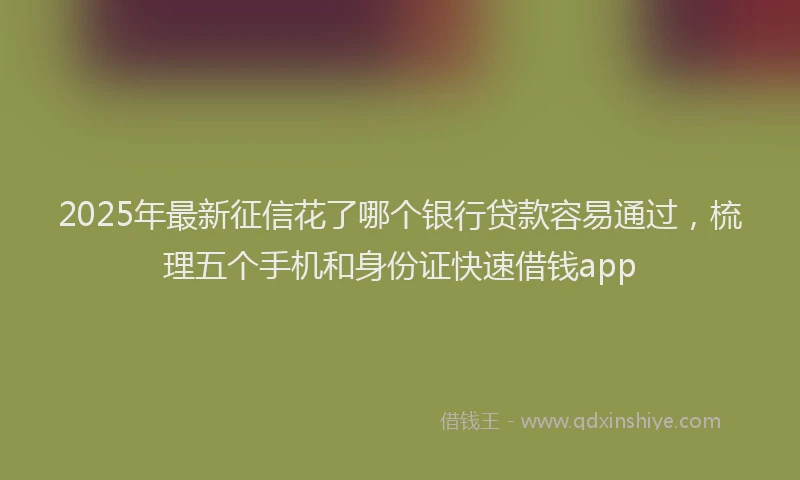 2025年最新征信花了哪个银行贷款容易通过，梳理五个手机和身份证快速借钱app