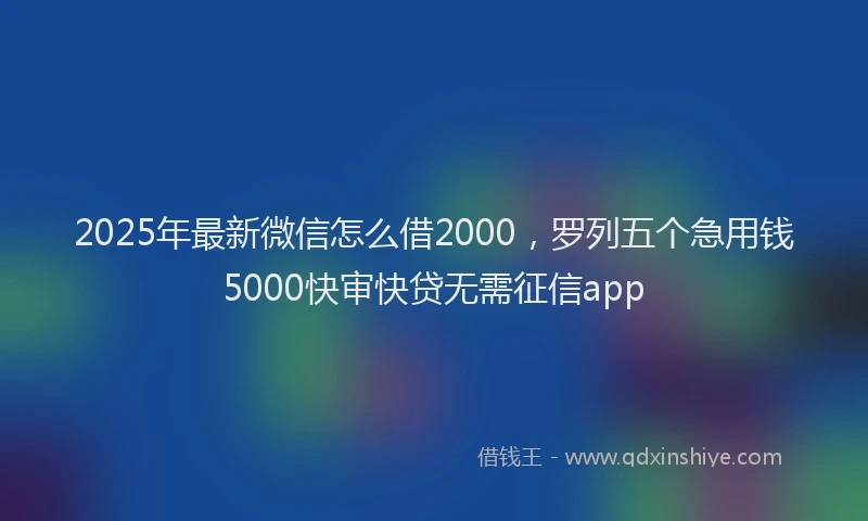 2025年最新微信怎么借2000，罗列五个急用钱5000快审快贷无需征信app
