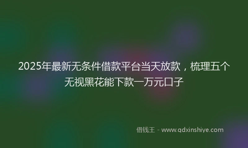 2025年最新无条件借款平台当天放款，梳理五个无视黑花能下款一万元口子