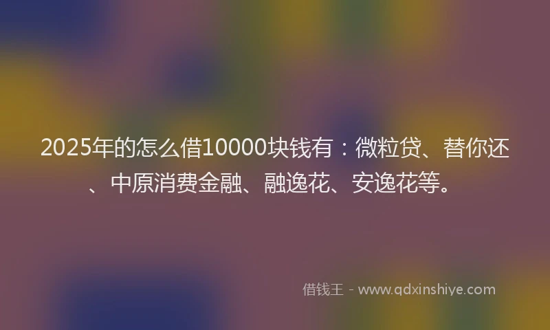 2025年的怎么借10000块钱有：微粒贷、替你还、中原消费金融、融逸花、安逸花等。