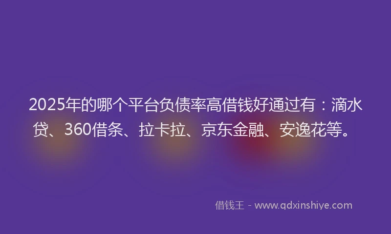 2025年的哪个平台负债率高借钱好通过有：滴水贷、360借条、拉卡拉、京东金融、安逸花等。