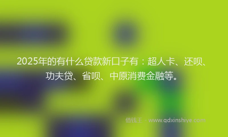 2025年的有什么贷款新口子有：超人卡、还呗、功夫贷、省呗、中原消费金融等。