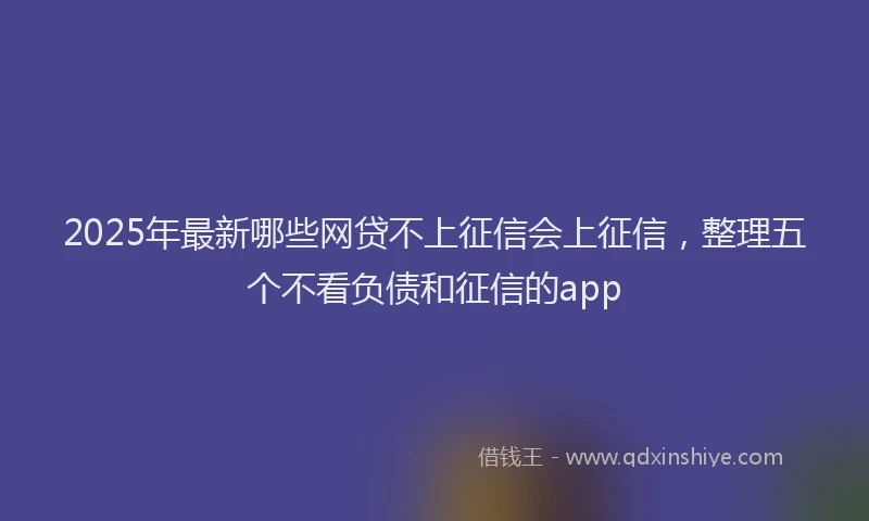 2025年最新哪些网贷不上征信会上征信，整理五个不看负债和征信的app