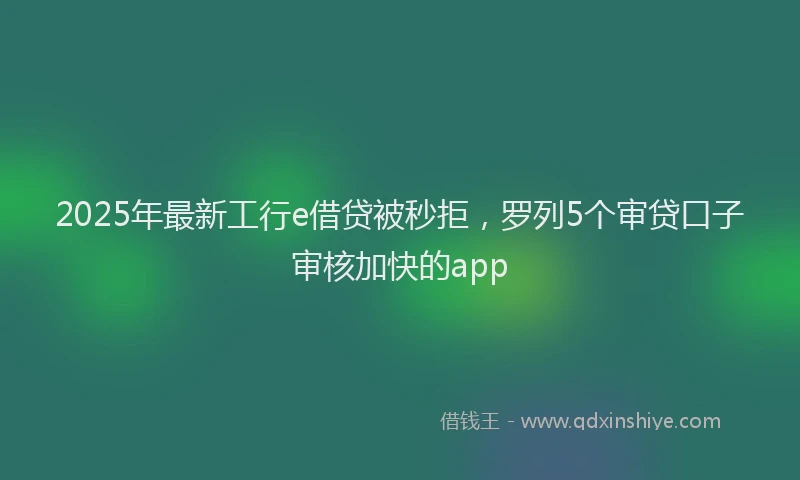 2025年最新工行e借贷被秒拒，罗列5个审贷口子审核加快的app