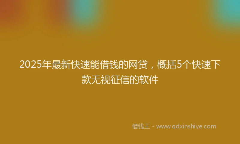 2025年最新快速能借钱的网贷，概括5个快速下款无视征信的软件