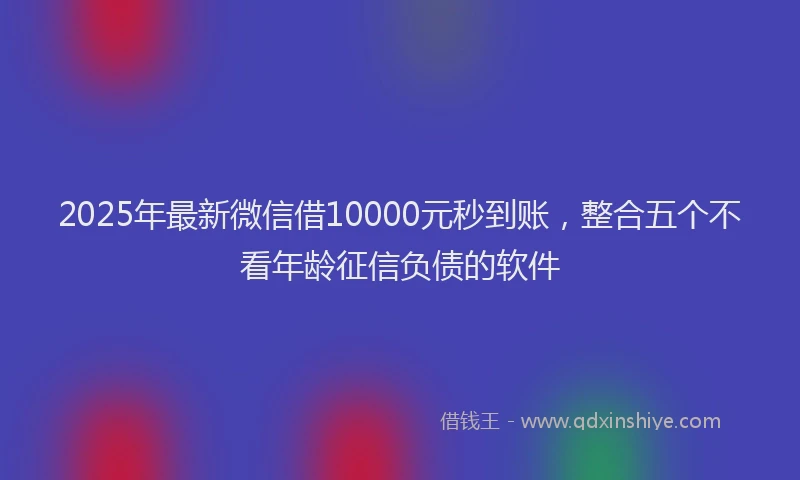 2025年最新微信借10000元秒到账，整合五个不看年龄征信负债的软件