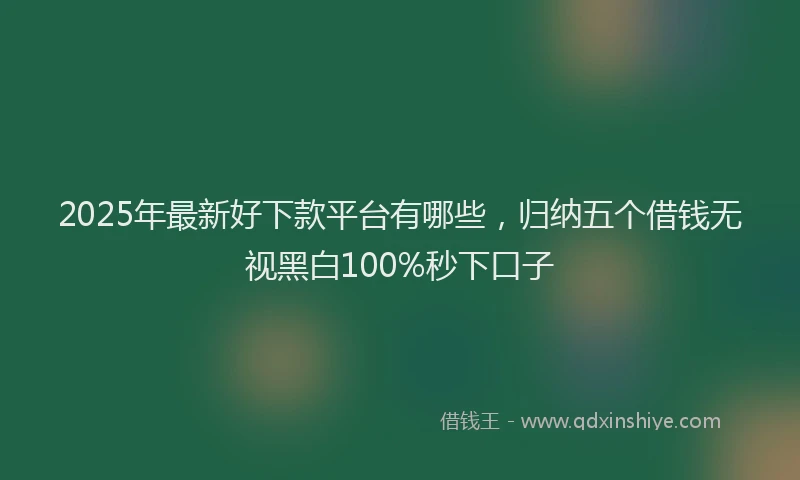2025年最新好下款平台有哪些，归纳五个借钱无视黑白100%秒下口子