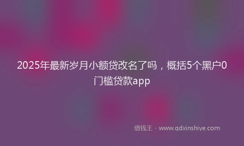 2025年最新岁月小额贷改名了吗，概括5个黑户0门槛贷款app