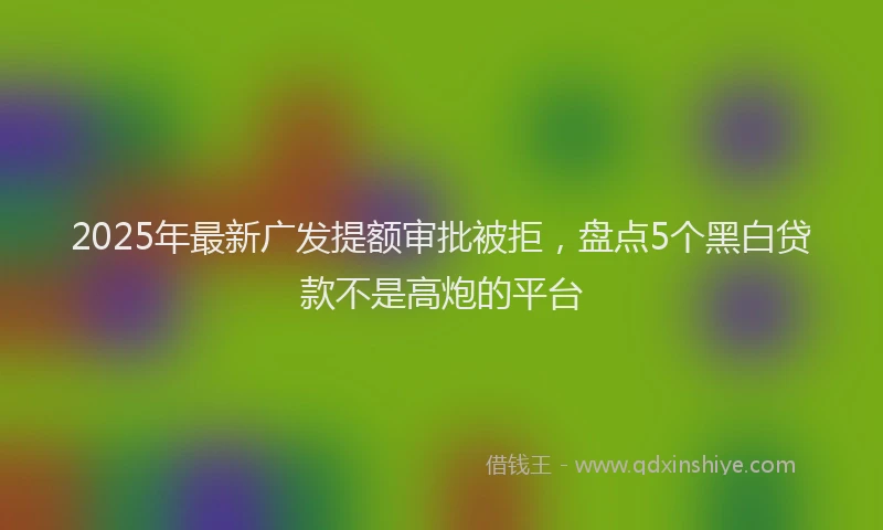 2025年最新广发提额审批被拒，盘点5个黑白贷款不是高炮的平台