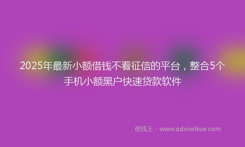 2025年最新小额借钱不看征信的平台，整合5个手机小额黑户快速贷款软件