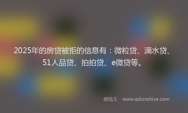 2025年的房贷被拒的信息有：微粒贷、滴水贷、51人品贷、拍拍贷、e微贷等。