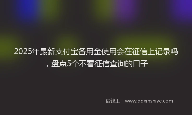 2025年最新支付宝备用金使用会在征信上记录吗，盘点5个不看征信查询的口子