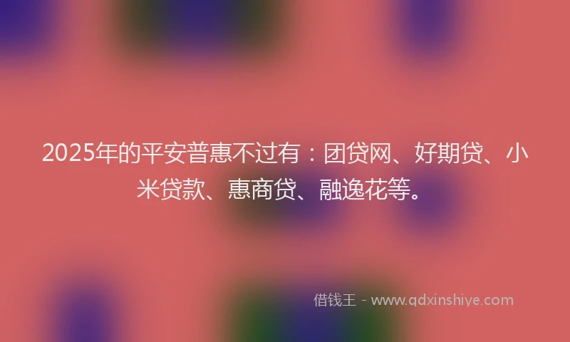 2025年的平安普惠不过有：团贷网、好期贷、小米贷款、惠商贷、融逸花等。