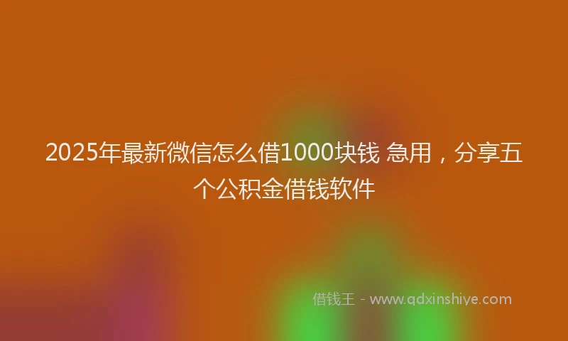 2025年最新微信怎么借1000块钱 急用，分享五个公积金借钱软件