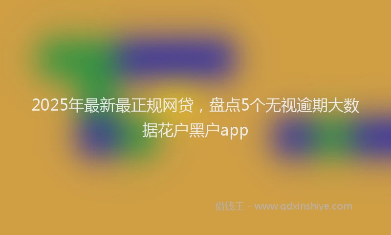 2025年最新最正规网贷，盘点5个无视逾期大数据花户黑户app