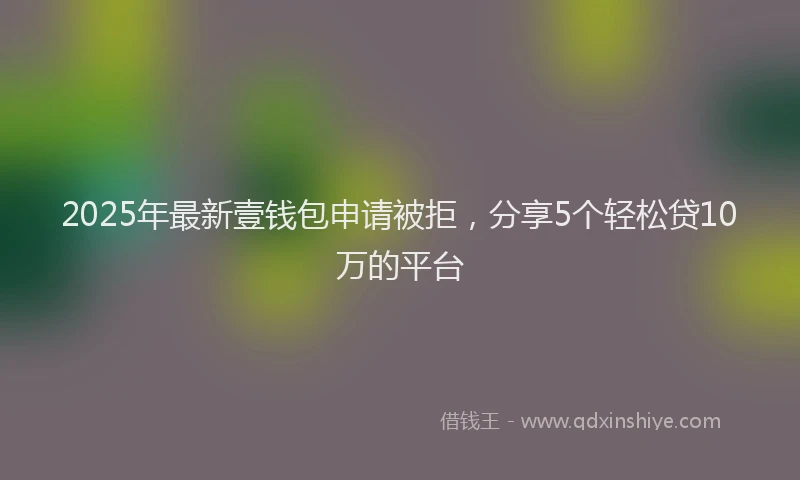 2025年最新壹钱包申请被拒，分享5个轻松贷10万的平台