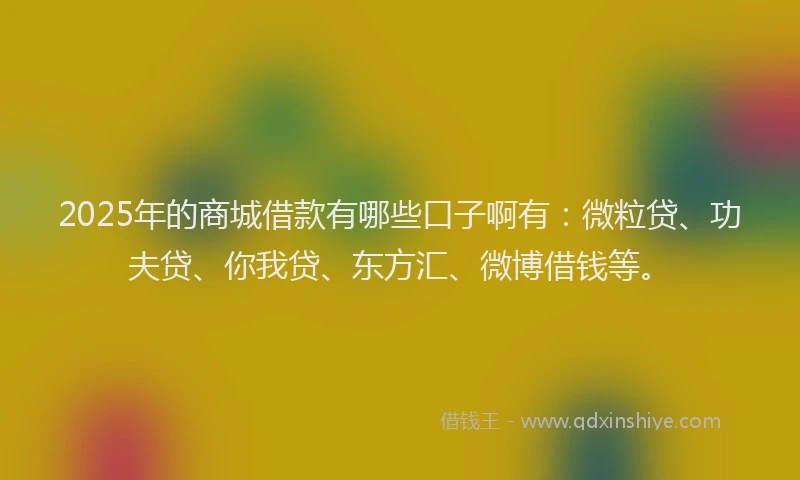 2025年的商城借款有哪些口子啊有：微粒贷、功夫贷、你我贷、东方汇、微博借钱等。