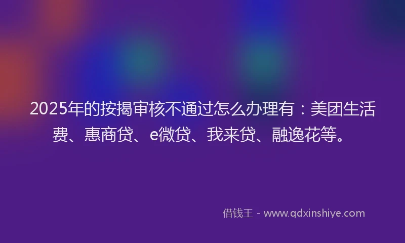 2025年的按揭审核不通过怎么办理有：美团生活费、惠商贷、e微贷、我来贷、融逸花等。