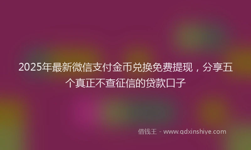 2025年最新微信支付金币兑换免费提现，分享五个真正不查征信的贷款口子
