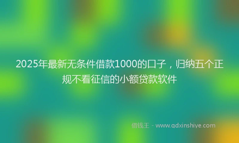 2025年最新无条件借款1000的口子，归纳五个正规不看征信的小额贷款软件