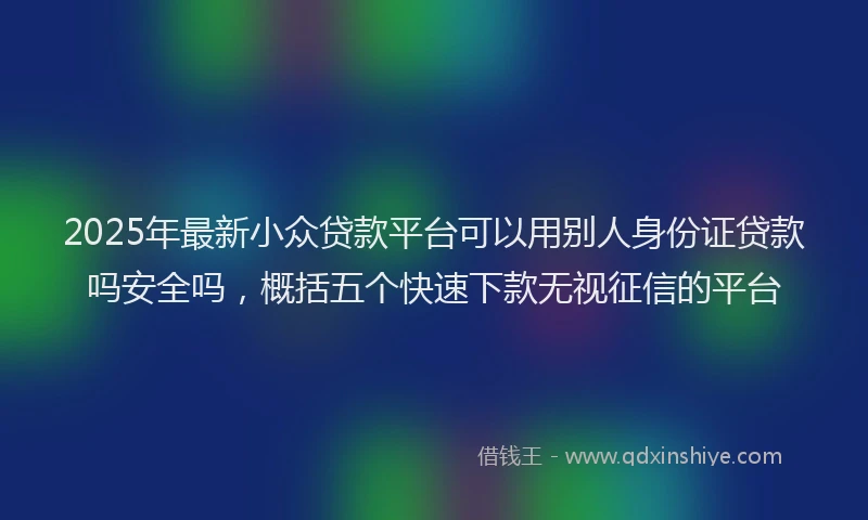 2025年最新小众贷款平台可以用别人身份证贷款吗安全吗，概括五个快速下款无视征信的平台