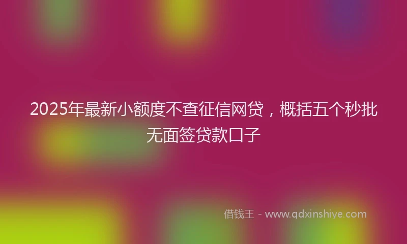 2025年最新小额度不查征信网贷，概括五个秒批无面签贷款口子