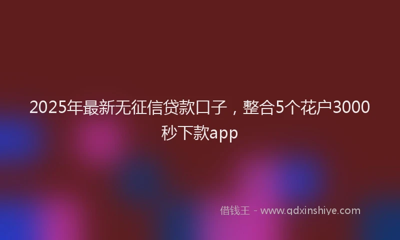 2025年最新无征信贷款口子，整合5个花户3000秒下款app