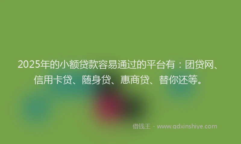 2025年的小额贷款容易通过的平台有：团贷网、信用卡贷、随身贷、惠商贷、替你还等。