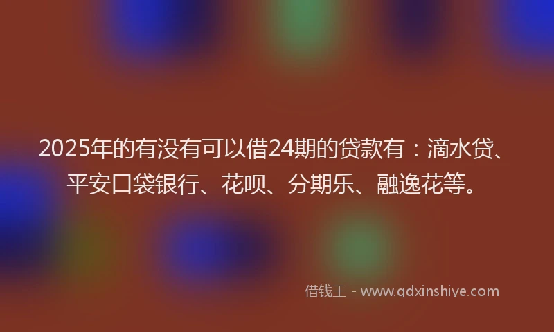 2025年的有没有可以借24期的贷款有：滴水贷、平安口袋银行、花呗、分期乐、融逸花等。