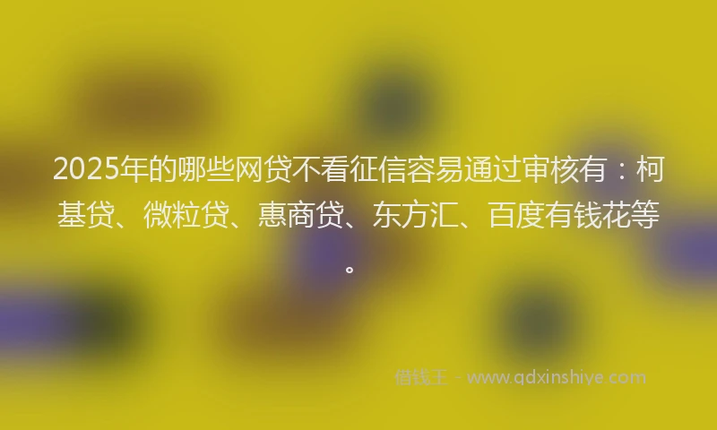 2025年的哪些网贷不看征信容易通过审核有：柯基贷、微粒贷、惠商贷、东方汇、百度有钱花等。