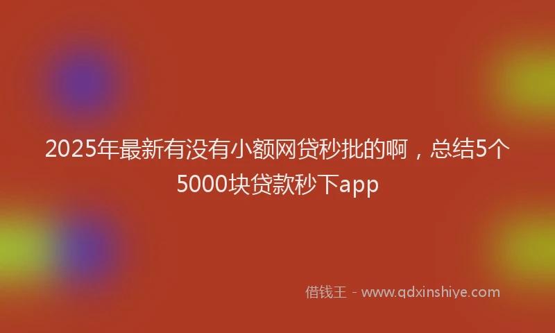 2025年最新有没有小额网贷秒批的啊，总结5个5000块贷款秒下app