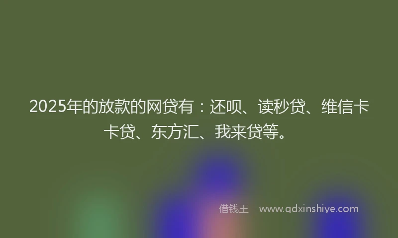 2025年的放款的网贷有：还呗、读秒贷、维信卡卡贷、东方汇、我来贷等。
