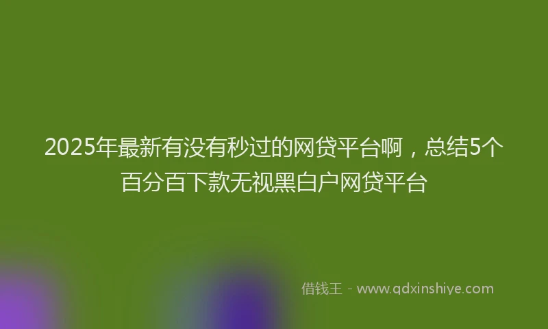 2025年最新有没有秒过的网贷平台啊，总结5个百分百下款无视黑白户网贷平台