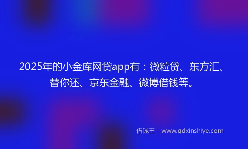 2025年的小金库网贷app有：微粒贷、东方汇、替你还、京东金融、微博借钱等。