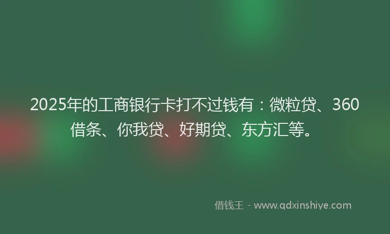 2025年的工商银行卡打不过钱有：微粒贷、360借条、你我贷、好期贷、东方汇等。