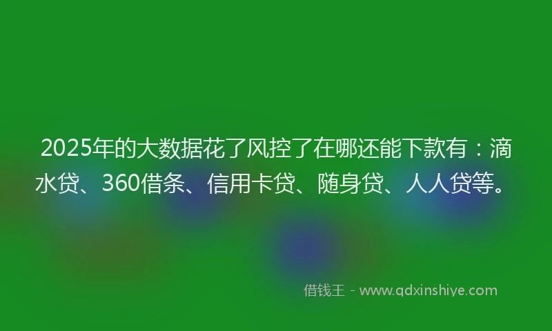 2025年的大数据花了风控了在哪还能下款有：滴水贷、360借条、信用卡贷、随身贷、人人贷等。